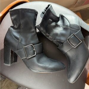 Franco Sarto Slouch Ankle Boots with Buckle Detail